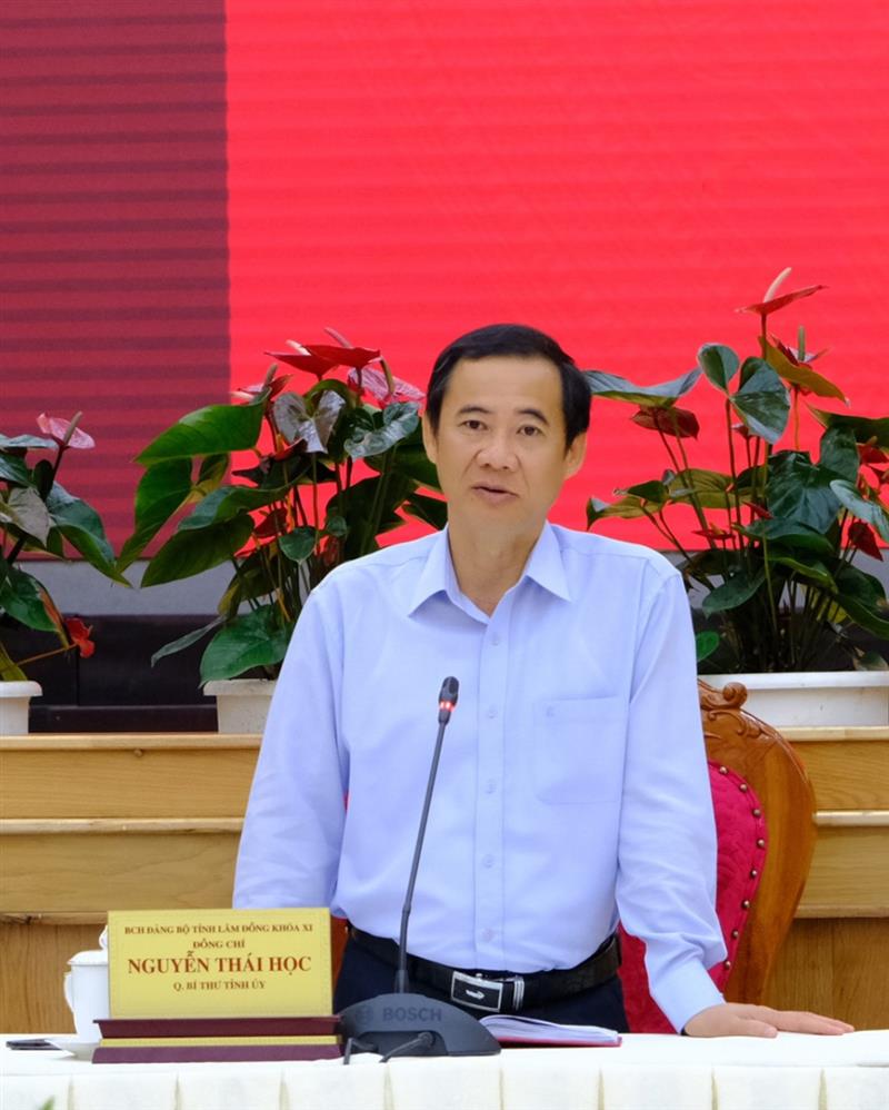 Quyền Bí thư Tỉnh ủy Lâm Đồng Nguyễn Thái Học phát biểu tại buổi tiếp công dân.