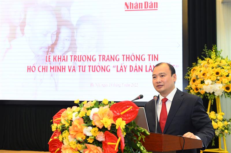 Đồng chí Lê Hải Bình, Phó trưởng Ban Tuyên giáo Trung ương phát biểu tại buổi ra mắt Trang thông tin. (Ảnh: TA)