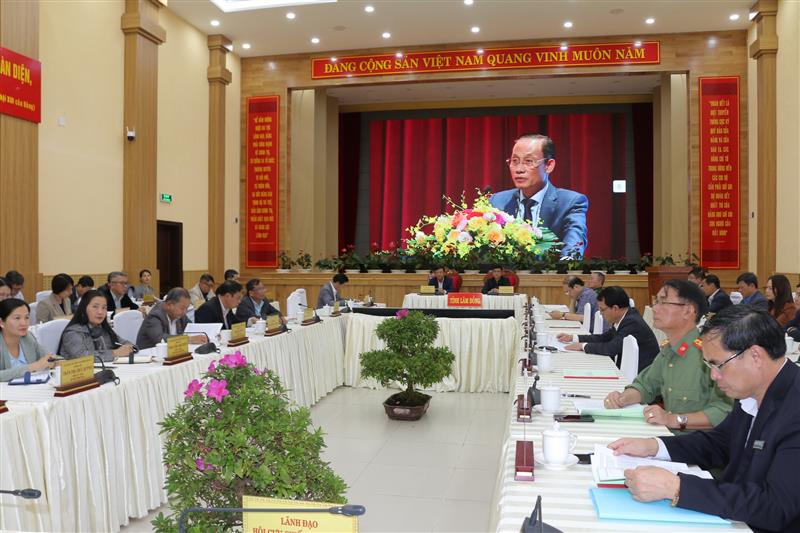 Quang cảnh hội nghị tại điểm cầu tỉnh Lâm Đồng.