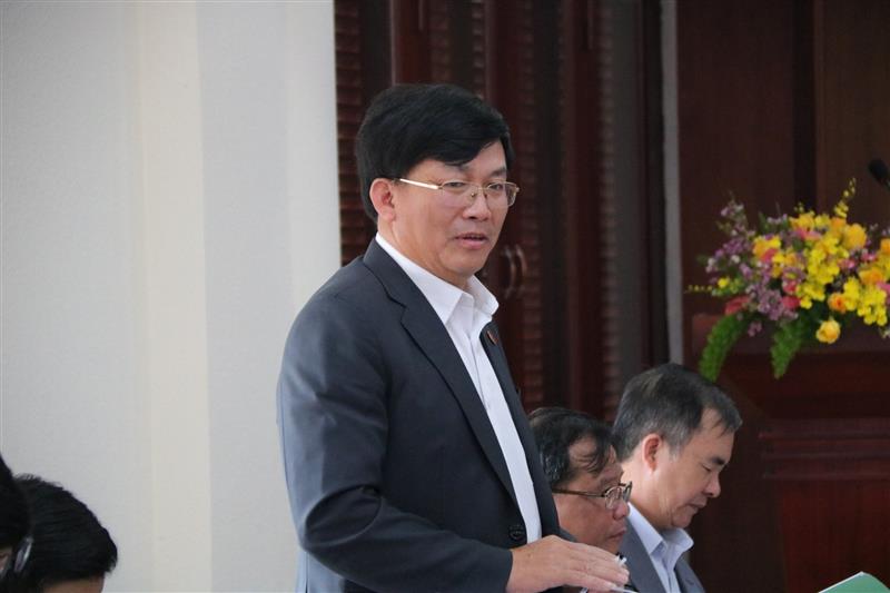 Đồng chí Hoàng Thanh Hải - Bí thư Đảng ủy Khối Các cơ quan tỉnh phát biểu tại hội nghị.
