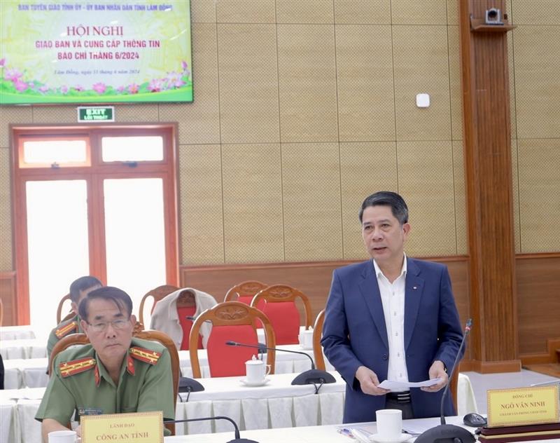 Đồng chí Ngô Văn Ninh - Người phát ngôn của UBND tỉnh thông tin tình hình thực hiện kế hoạch kinh tế - xã hội tháng 5.