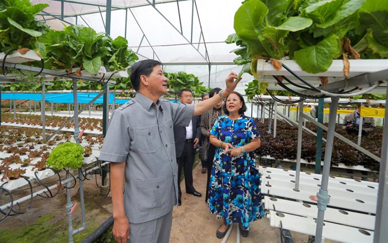 Bí thư Tỉnh uỷ Lâm Đồng Trần Đức Quận thăm hỏi hoạt động sản xuất của Công ty TNHH trồng trọt thương mại Kim Bằng, TP Đà Lạt.