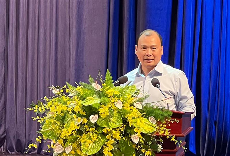 Đồng chí Lê Hải Bình - Phó Trưởng Ban Tuyên giáo Trung ương, kiêm Phó Trưởng Ban Thường trực Ban Chỉ đạo Công tác thông tin đối ngoại Trung ương phát biểu tại hội nghị.