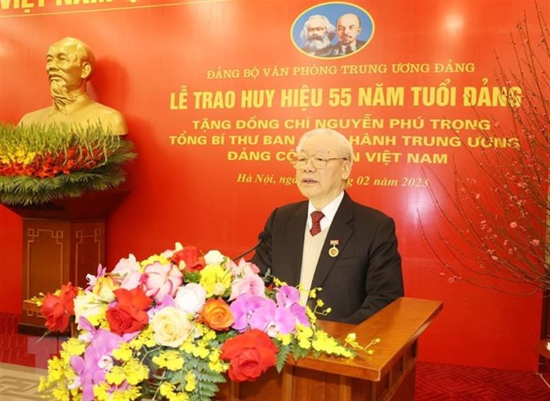 Tổng Bí thư Nguyễn Phú Trọng phát biểu tại buổi lễ. (Ảnh: TTXVN)