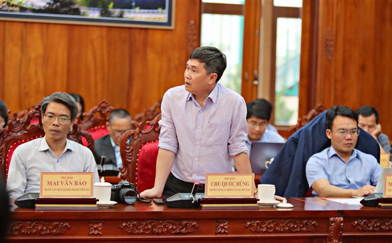 Nhà báo Chu Quốc Hùng - Trưởng đại diện cơ quan thường trú Thông tấn xã Việt Nam tại Lâm Đồng phát biểu.