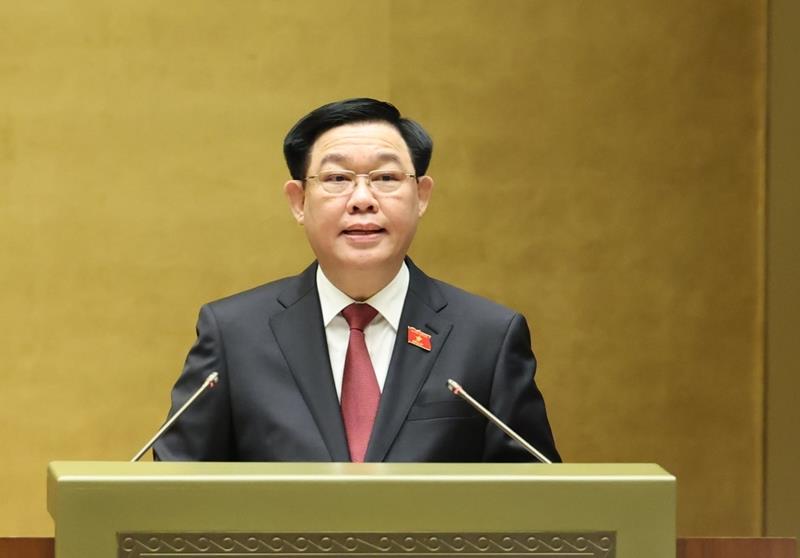 Chủ tịch Quốc hội Vương Đình Huệ phát biểu khai mạc Kỳ họp bất thường lần thứ 5, Quốc hội khóa XV.
