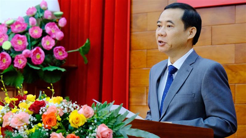 Đồng chí Nguyễn Thái Học - Quyền Bí thư Tỉnh ủy Lâm Đồng phát biểu nhận nhiệm vụ.