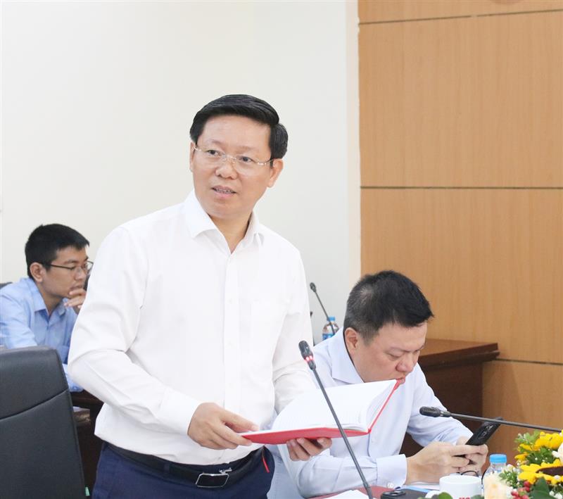 Đồng chí Trần Thanh Lâm, Phó Trưởng ban Tuyên giáo Trung ương phát biểu tại buổi làm việc.
