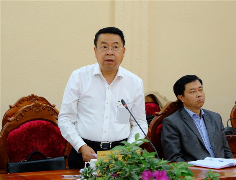 Đồng chí Tôn Thiện San - Giám đốc Sở Kế hoạch và Đầu tư  phát biểu tại phiên họp.