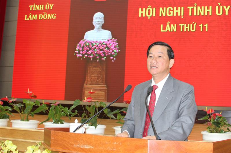 Bí thư Tỉnh ủy Lâm Đồng Trần Đức Quận phát biểu kết luận Hội nghị.