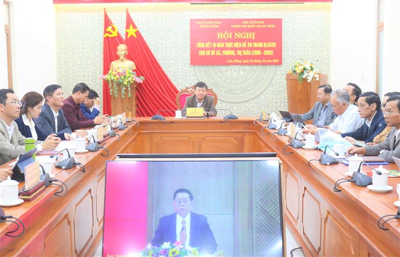 Quang cảnh hội nghị tại điểm cầu Ban Tuyên giáo Tỉnh ủy Lâm Đồng.